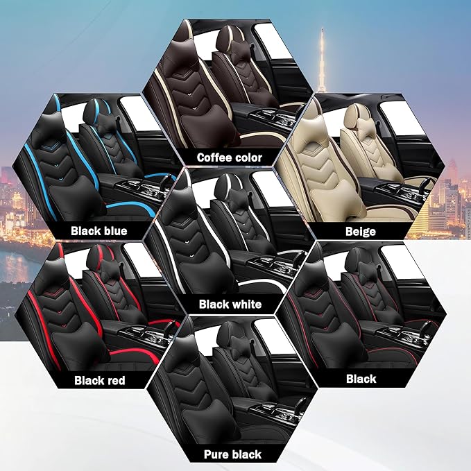 CTDS Car Seat Covers for Chevy Trax 2015-2026, Stylish Sport Seat Cover, Premium Nappa Leather Car Seat Cover. Automobile Seat Covers Sets.(Luxury 5 Seats/Black Blue)