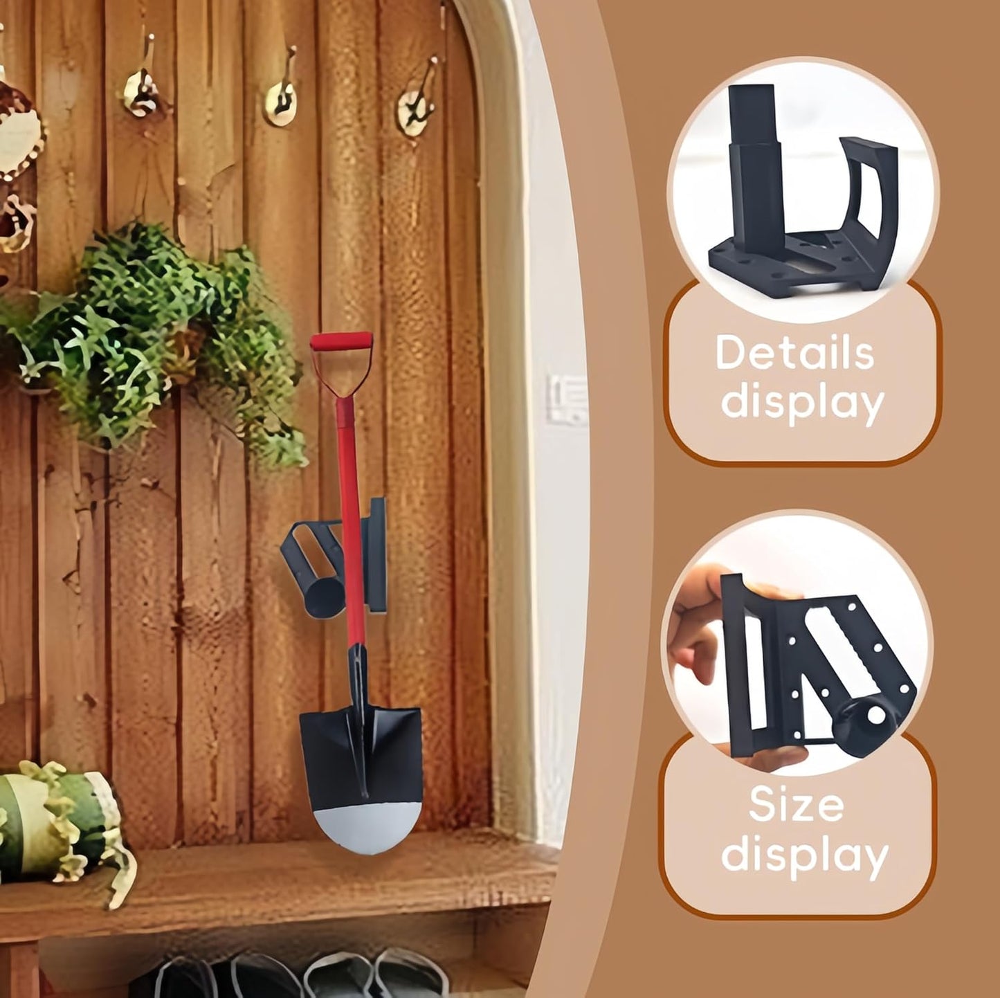 Garden Tool Rack Wall Mounted - Thickened ABS Plastic Organizer, Heavy Duty, 8 Nails Included, for Garage Kitchen Bathroom Storage