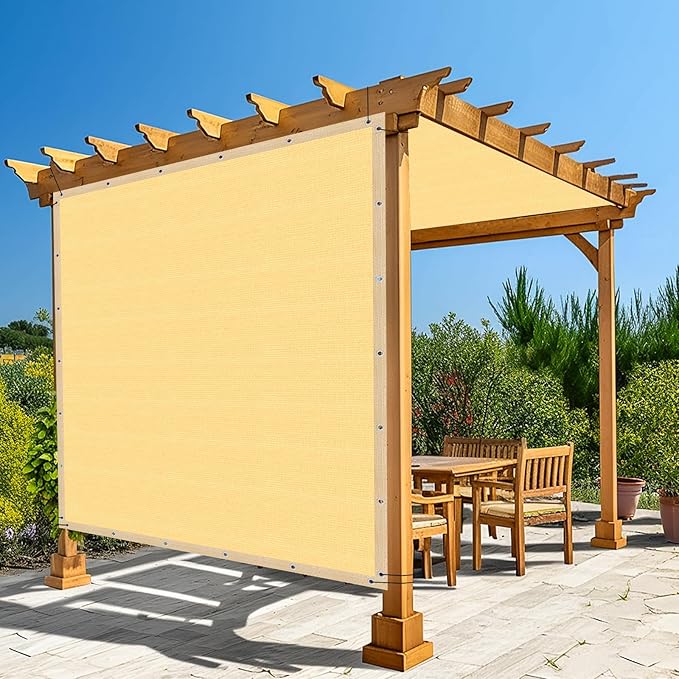 Amagenix 90% Shade Fabric 4'X 15' Sand Sun Shade Cloth with Grommets for Pergola Replacement Shade Cover Canopy, Heavy Duty, Cable Zip Ties Included (We Customized)