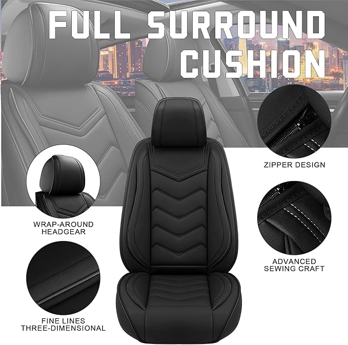 CTDS Car Seat Covers for Honda HR-V 2016-2026, Stylish Sport Seat Cover, Premium Nappa Leather Car Seat Cover. Automobile Seat Covers Sets.(Standard 5 Seats/Pure Black)