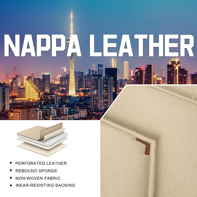 CTDS Car Seat Covers for Nissan Pathfinder 2000-2026, Stylish Sport Seat Cover, Premium Nappa Leather Car Seat Cover. Automobile Seat Covers Sets.(Standard 5 Seats/Beige)