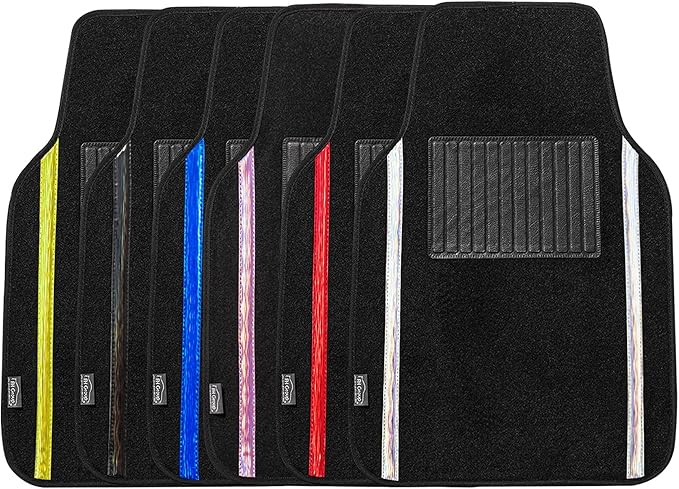 FH Group Universal Fit Car Floor Mats – All-Purpose Carpet Floor Mats & Protectors for Cars, SUVs & Trucks, Durable Automotive Carpet Mats, White & Black