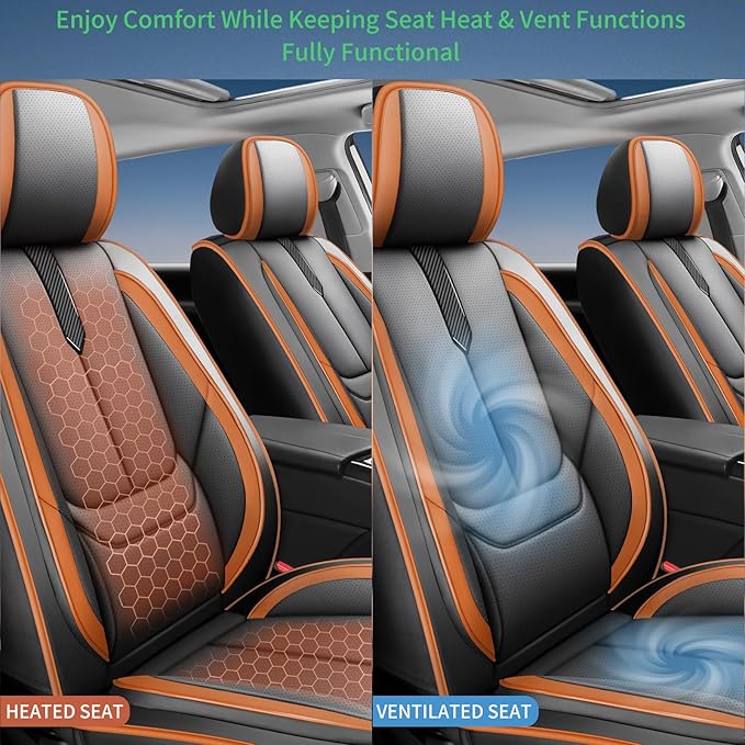 Fit Highlander Car Seat Covers for Toyota Highlander 2007-2026 -Upgraded Premium Waterproof & Breathable Leather,Airbag Compatible,All-Weather Seat Cushion Protector,2 Front/Black-Brown
