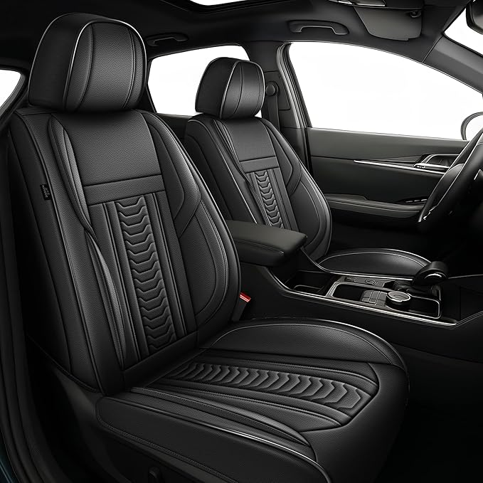 TTX LIGHTING for Hyundai Kona 2018-2026 Seat Covers: Waterproof Leather Seat Protector with Airbag Compatible (2 Front Seats,Black)