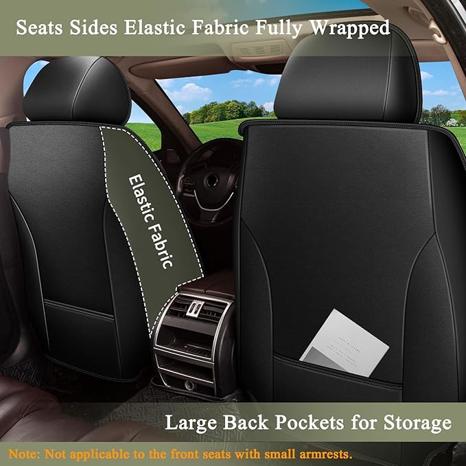 Fit Acura TL Car Seat Covers for TL 2004-2014: Waterproof & All Weather Seat Cushion Protector,Leather Full Car Set Airbag Compatible Breathable Perforated (Black, 5PCS Full Set)