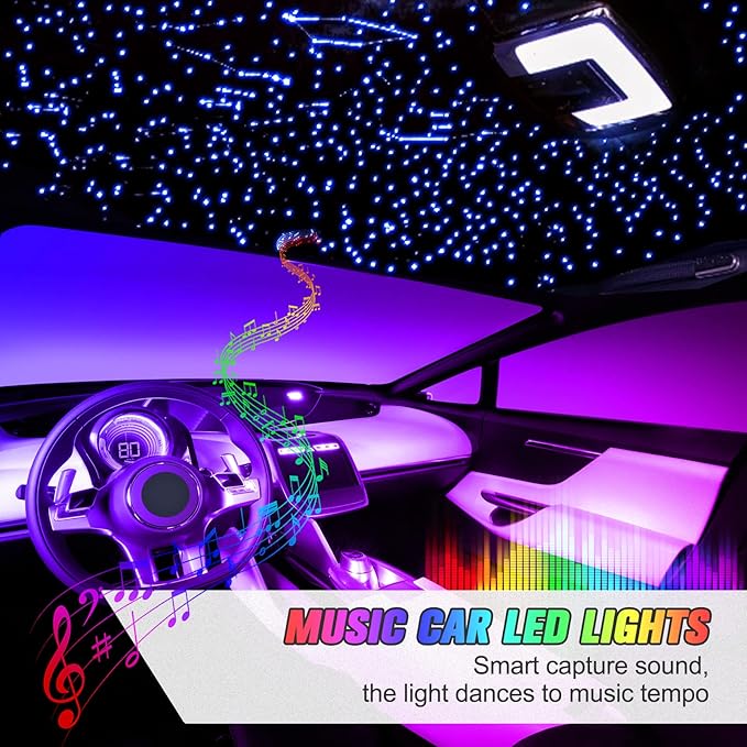 16W Starlight Headliner Kit, Star Lights for Car Roof&Home Decoration, Fiber Cable 260pcs*0.03in*6.5ft RGBW Star Light Headliner with Bluetooth APP/Remote Control/Music Mode