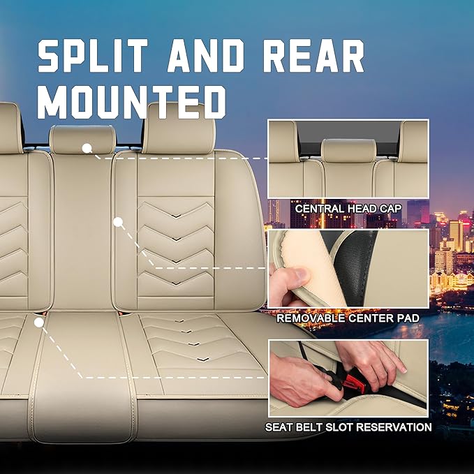 CTDS Car Seat Covers for Chevy Equinox 2005-2026, Stylish Sport Seat Cover, Premium Nappa Leather Car Seat Cover. Automobile Seat Covers Sets.(Standard 5 Seats/Beige)