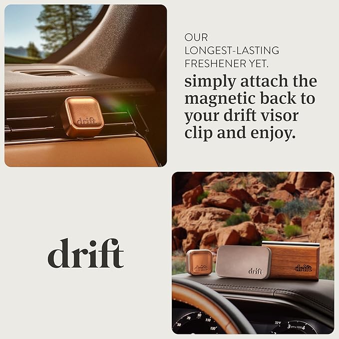Drift Metal Vent Clip 3x Refills - Car Air Freshener - Scent Diffuser for Car - Metal Odor Eliminator - Pine