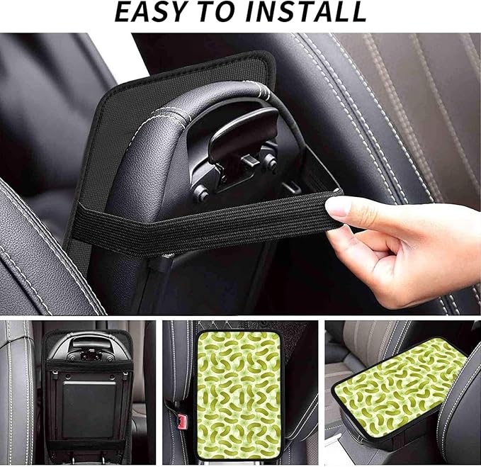 Car Armrest Cover Auto Center Console Pad Arm Rest Cushion Soft Car Accessories Universal for Most Vehicle (Dill Pickles Pattern Design)