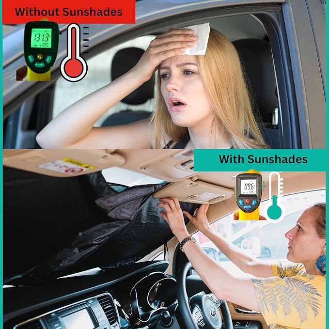 Windshield Sun Shade -Certified 99.87% UVB & 99.02% UVA Car Sun Shade. Award Winning Sunshade - Patented Technology | Compatible for Buick Enclave (2010-2017) | Car Shades by Kinder Fluff