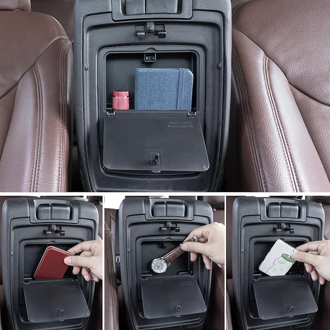 JKCOVER Center Console Hidden Organizer Box Compatible with Jeep Wrangler JK/JKU 2011-2016 2017 2018 Accessories Armrest Secret Compartment One-Touch Hidden Storage （Patent Design）