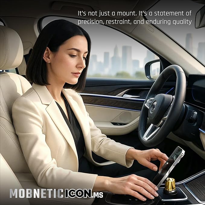 Mob Armor MobNetic Icon.MS MagSafe Compatible Phone Mount, Magnetic Phone Holder for Car w/ 90lb Pull Force, 90º Tilt & 360º Rotation, Aluminum Build, Compatibility for iPhone & Android (Bronze)