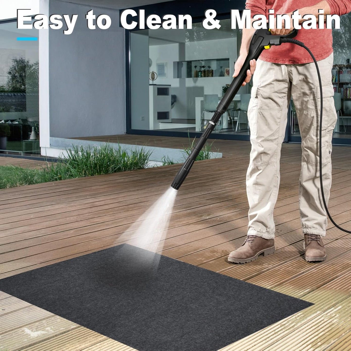 4.9 x 9.2 ft Garage Floor Mat for Under Car & Golf Cart, Oil Spill Mat to Protect Floor from Drips, Spills, Stains & Splashes - Garage Rugs for Garage, Shop & Parking