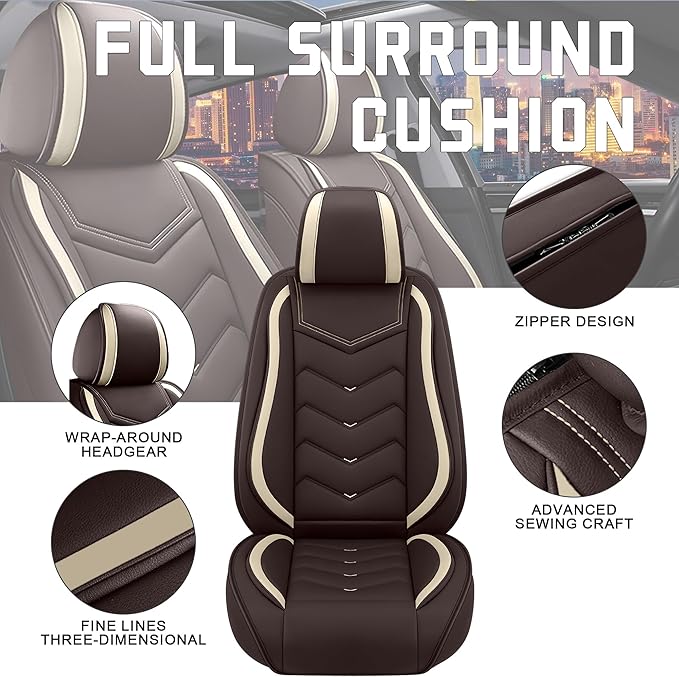 CTDS Car Seat Covers for Jeep Grand Cherokee L 2021-2026, Stylish Sport Seat Cover, Premium Nappa Leather Car Seat Cover. Automobile Seat Covers Sets.(Standard 2 Seats/Coffee Color)