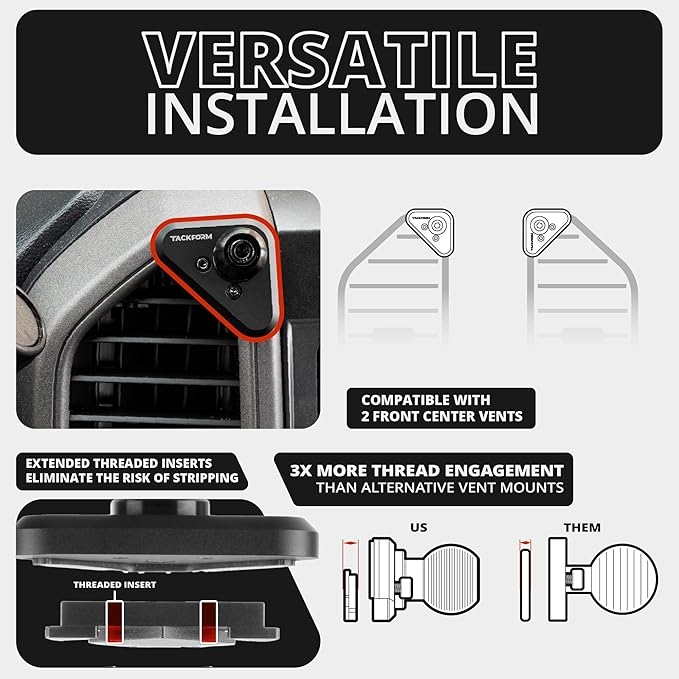 Tackform LINK Vent Phone Mount Compatible with 2015-2020 Ford F-150, 2017-2021 Super Duty, 2018-2021 Expedition | Aluminum | Universal Magnetic Holder | 2" Arm | Purple Knob | (NOT MAGSAFE Compatible)