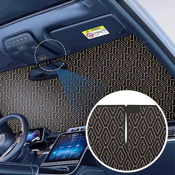 Foldable Sun Shade for Car Windshield Sunshade with Memory Steel Ring (Iridescent, L(58 * 31Inch)