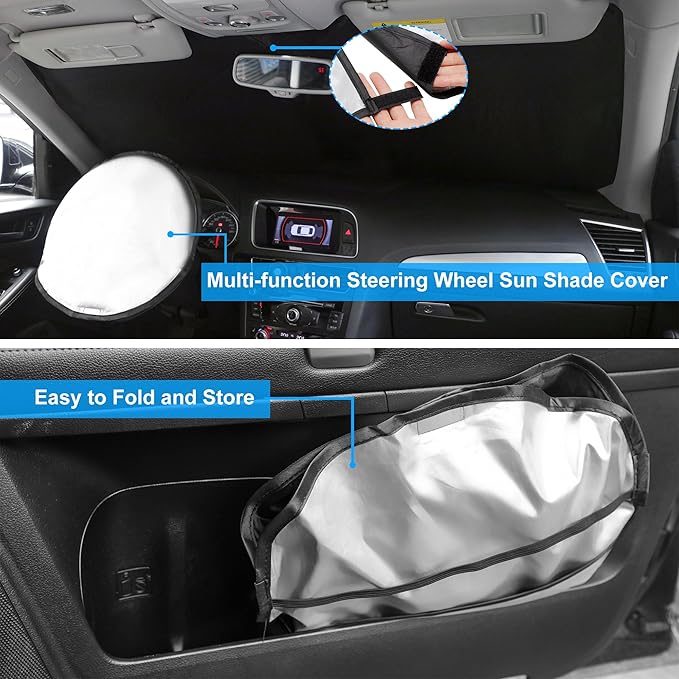 Windshield Sun Shade Custom Fit for 2015 2016 2017 2018 2019 2020 Chevrolet/Chevy Tahoe Accessories Foldable Sunshade Sun Blocker Protect Car from Sun Rays & Heat Damage Keep Car Cooler