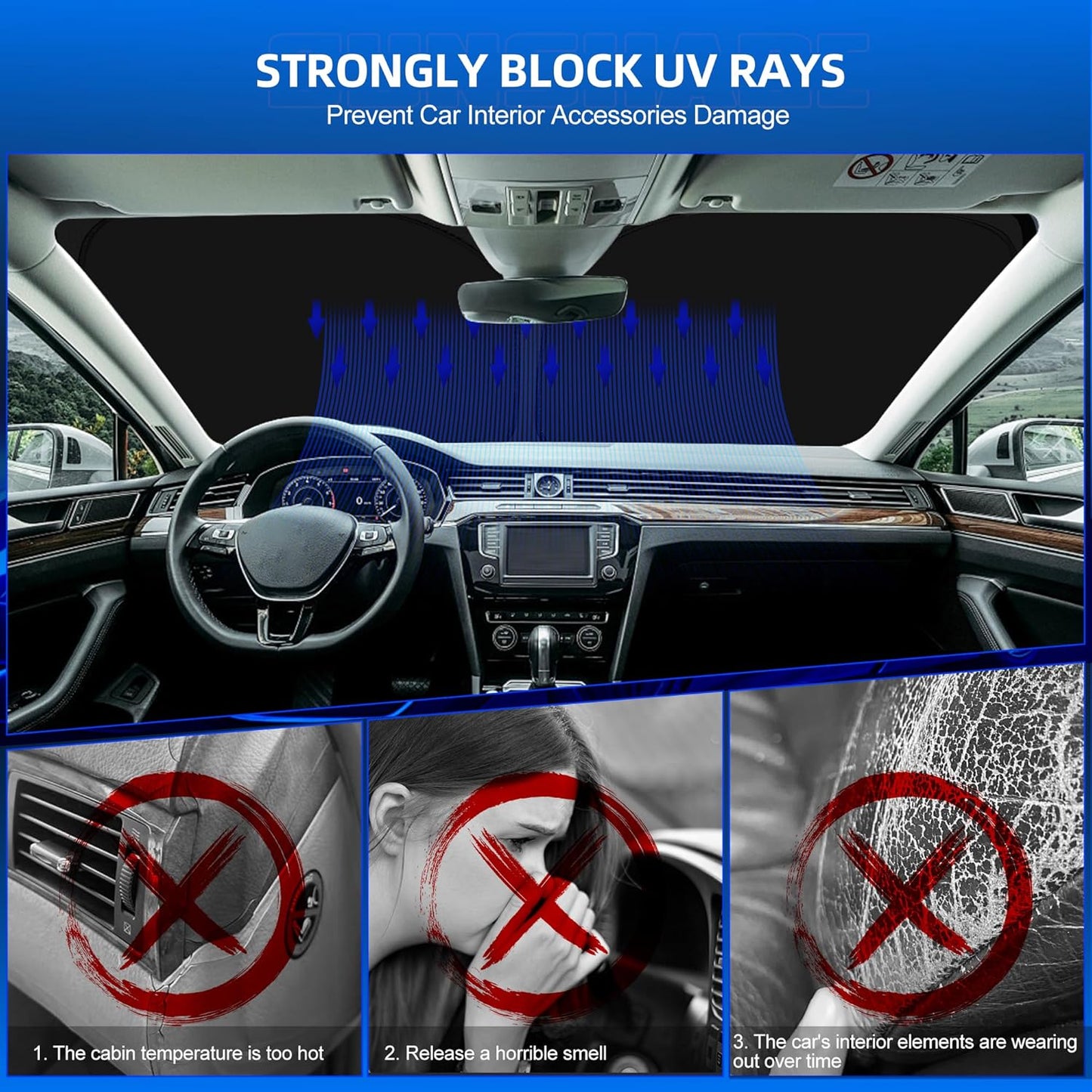 Windshield Sun Shade for H-yund-ai Santa Cruz 2022-2025 Foldable Sunshade Custom Fit Front Window Car Interior Accessories Protector Blocks UV Rays