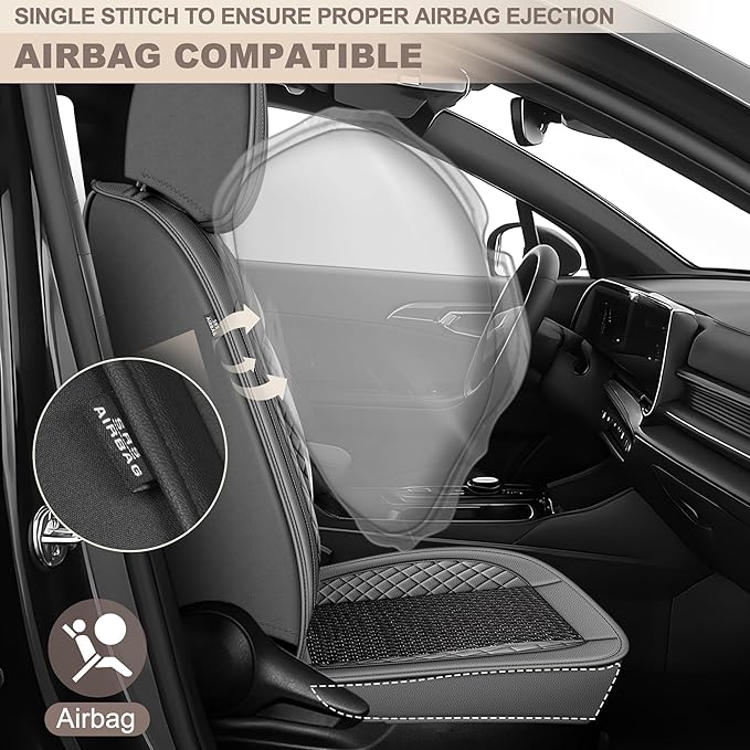 TTX LIGHTING for Toyota Avalon 2001-2022 Car Seat Covers, Breathable Ice Silk & Leather Seat Protector, Cool & Anti-Sweat for Long Driving, Airbag Compatible, 5 Seats Full Set (Black&Gray)