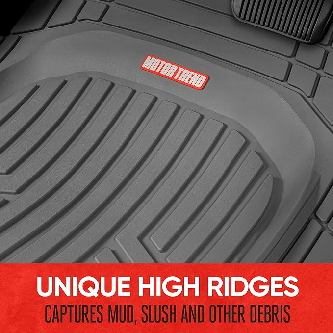 Motor Trend FlexTough™ Deep Dish Plus Rubber Car Floor Mats with Trunk Mat Cargo Liner, Front & Rear Combo Set fits Most Car SUV Van Coupe Sedan, Heavy Duty All Weather Trim to Fit