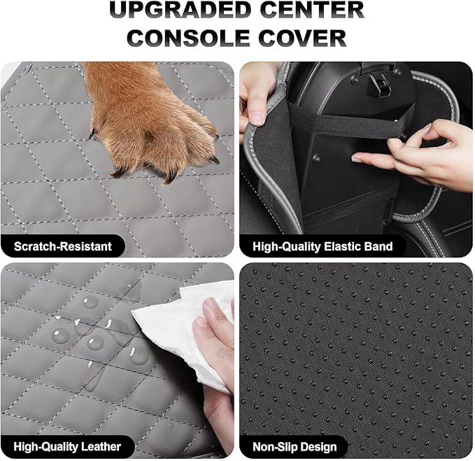 Upgraded Car Center Console Cover Fit for Corolla Cross Faux Leather Car Armrest Cover Cushion with 2 Storage Bags,Car Armrest Storage Box Interior Accessories(Grey&Whiteline)
