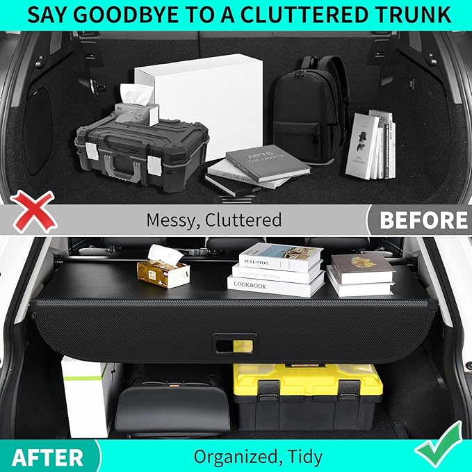 Tecoom Cargo Cover fit for Subaru Crosstrek Impreza Accessories 2024, Retractable Rear Trunk Cover Luggage Security Shade, Anti-Peeping Privacy Screen Protector, Carbon Fiber Texture