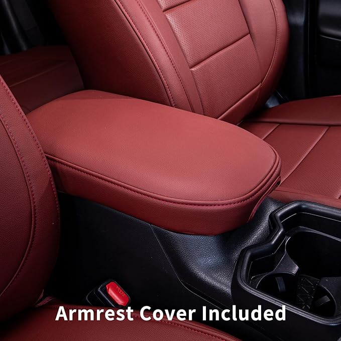 coverdream 2026 Rav4 Seat Covers Custom Fit for 2026 Toyota Rav4 Hybrid (Woodland/Limited) SUV,Full Set Luxury Waterproof Leather Car Seat Protector Wine Red