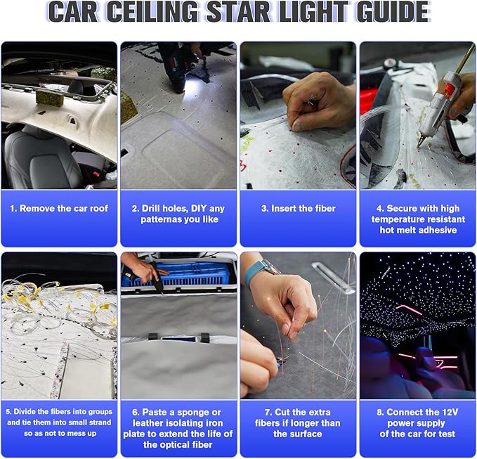 16W Starlight Headliner Kit, Star Lights for Car Roof&Home Decoration, Fiber Cable 400pcs*0.03in*9.8ft RGBW Star Light Headliner with Bluetooth APP/Remote Control/Music Mode