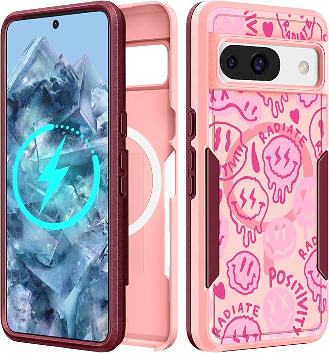 for Google Pixel 8A Case 6.1 Inch - Compatible with MagSafe Women Girls Cute Magnetic Protective Cover Girly Kawaii Pretty Fashion Heavy Duty Shockproof Design for Google Pixel 8A Phone Cases