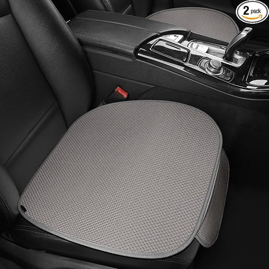 2pcs All-Season Car Seat Covers Grey - Breathable Car Seat Protectors with Anti Slip Bottom - Durable Auto Seat Cushions Universal Fit for Vehicles Cars SUV Trucks Front Seats