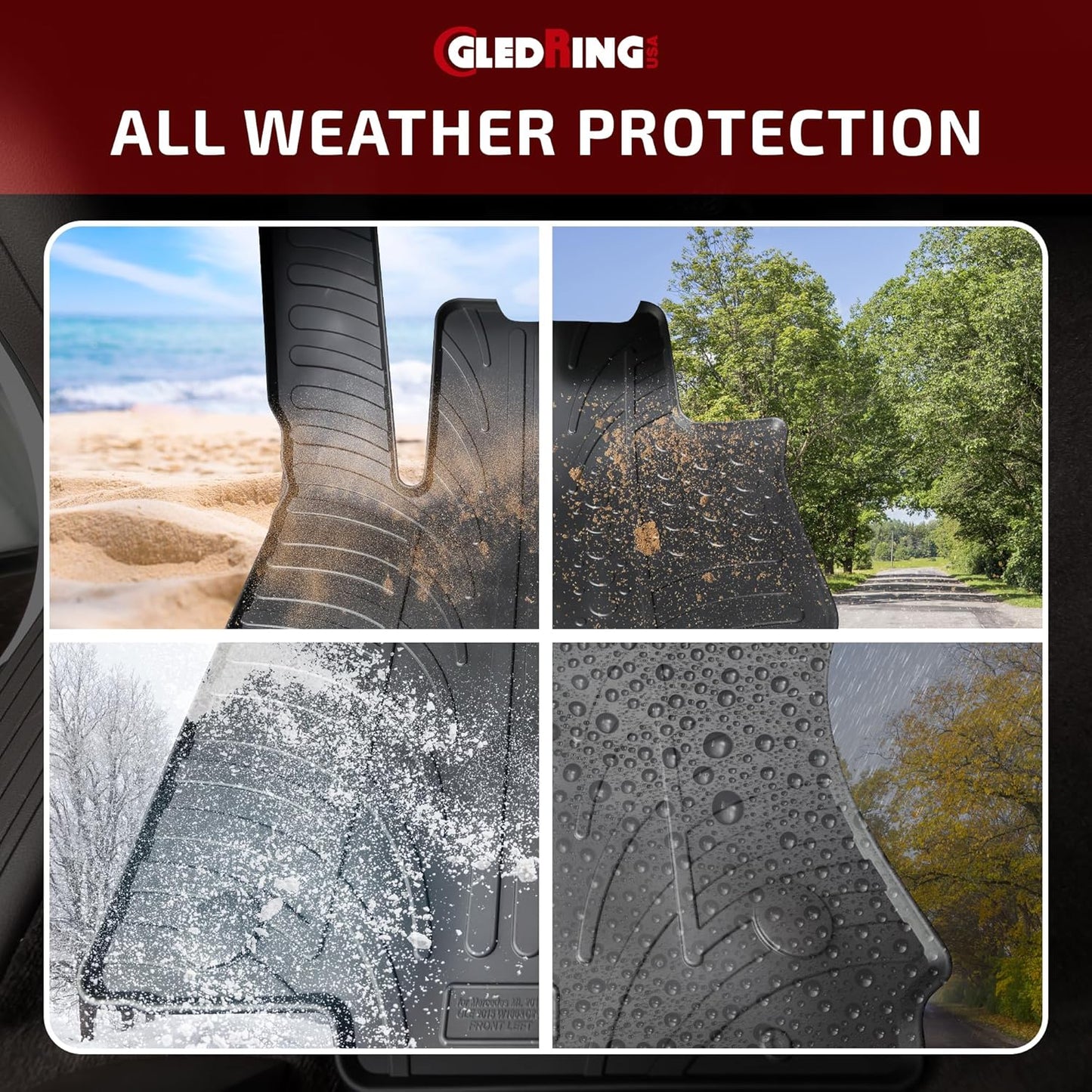 Gledring USA Custom Fit All-Weather Rubber Floor Mats Intended for Scion iA/Toyota Yaris iA/Toyota Yaris 2016-2021, No Trimming Required, Tailored Custom Fit, Protects from Rain, Mud & Snow