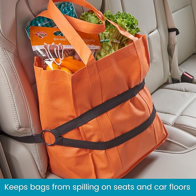High Road HoldTight Car Seat Strap Holder for Purse, Grocery Bag, Tote and Packages for Cars, SUVs, Vans and Trucks - 2-Pack