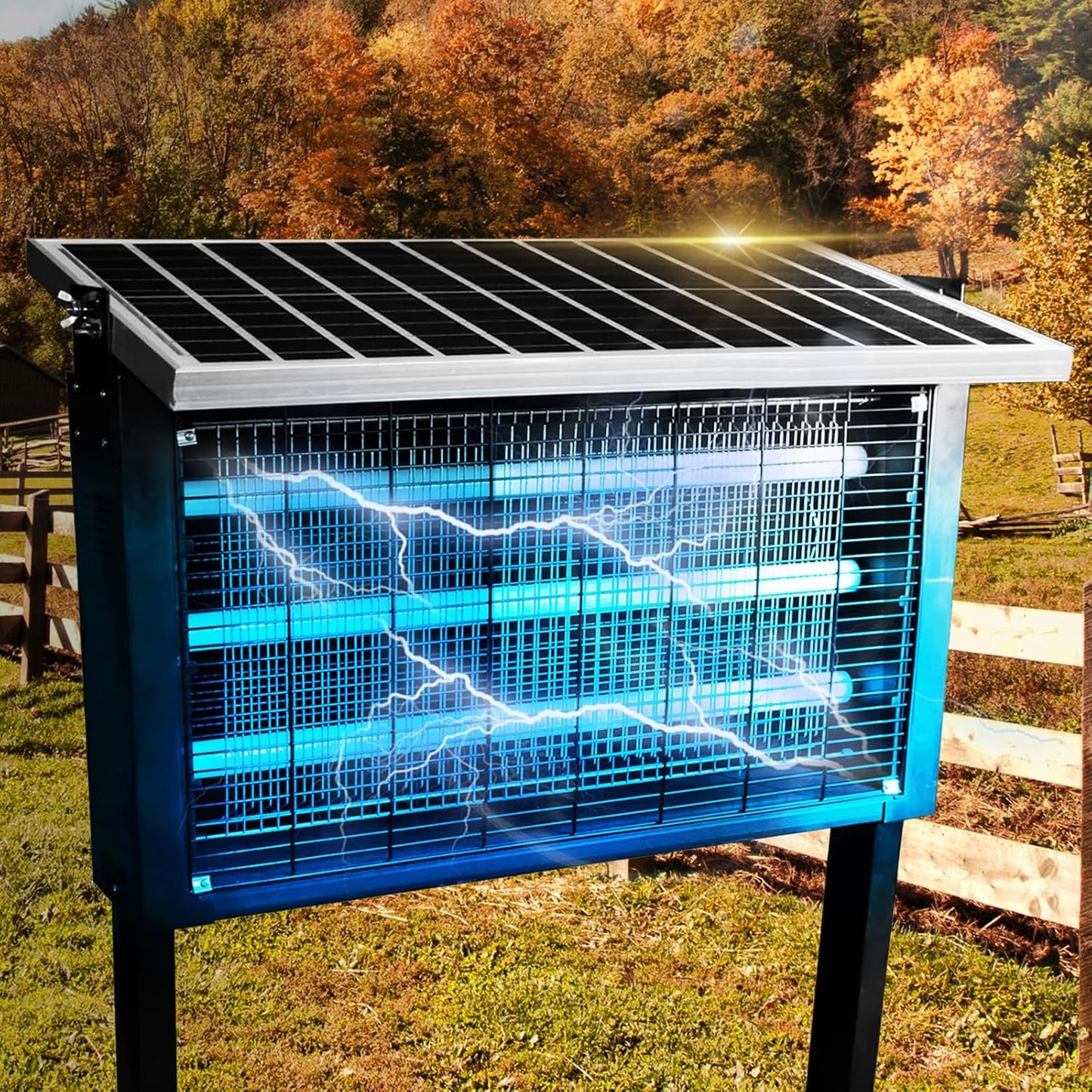 Powerful Super Large Solar Bug Zapper Outdoor for 8000 sq.ft, Poartable Rechargeable Mosquito Zapper with High Powered, Cordless Solar Fly Zapper for Patio Garden Backyard RV Camping Pond Pest Control