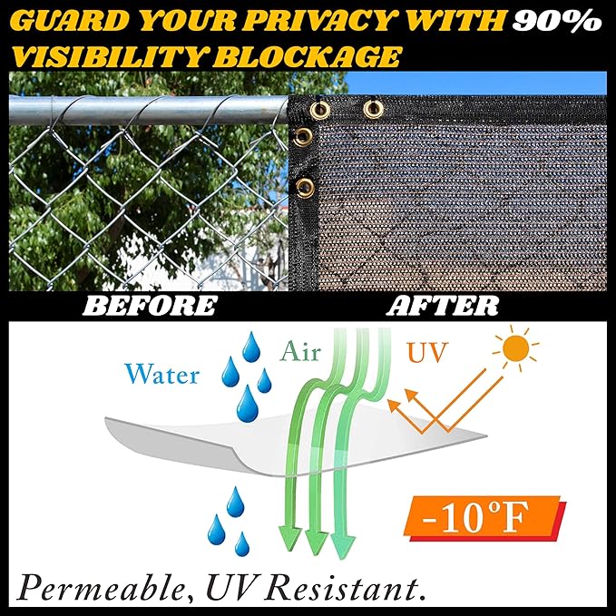 Royal Shade Custom Size 6' x 5' Brown Fence Privacy Screen Windscreen Cover Netting Mesh Fabric Cloth - Cable Zip Ties Included (We Make Custom Size)