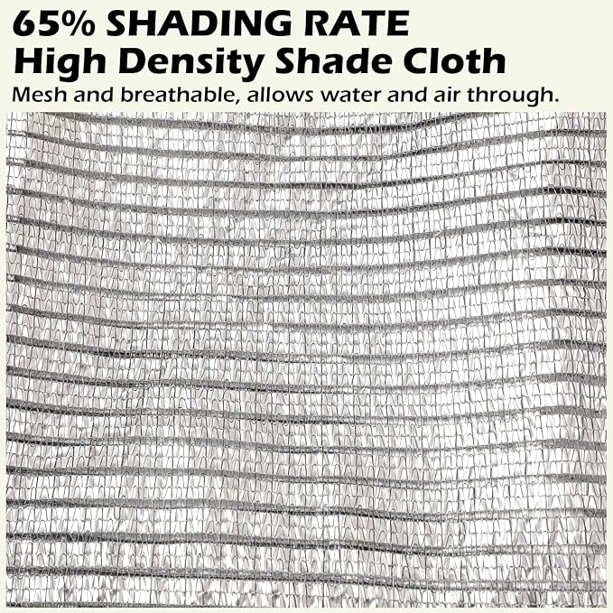 65% Aluminum Foil Shade Cloth with Grommets,10ft x 18ft, Mesh Sun Block Fabric Cover, Canopy, Privacy Screen for Outdoor Patio, Garden, Backyard, Silver