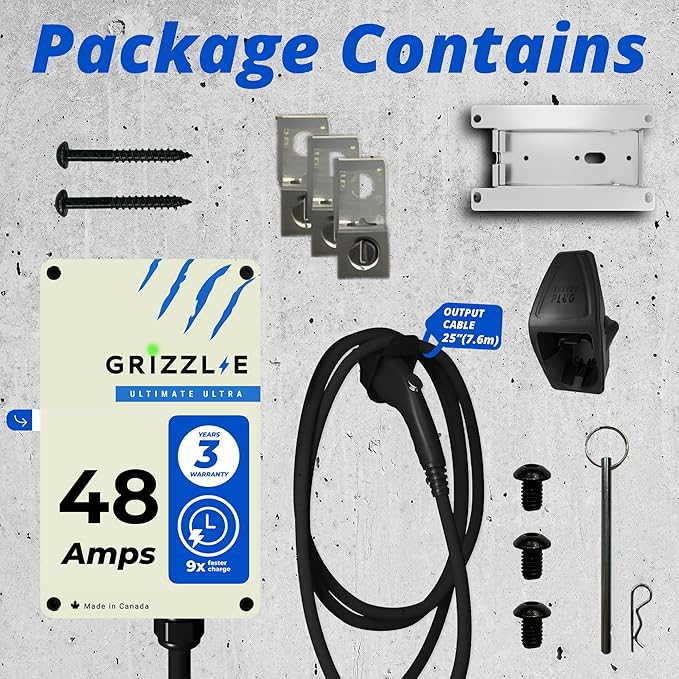 Grizzl-E 48A Ultimate Level 2 Fastest 48A Electric Vehicle (EV) Charger, UL Tested and Certified, Metal Case, Indoor/Outdoor Electric Car Fast Charging Station, Hardwired, Ultra Edition, NACS