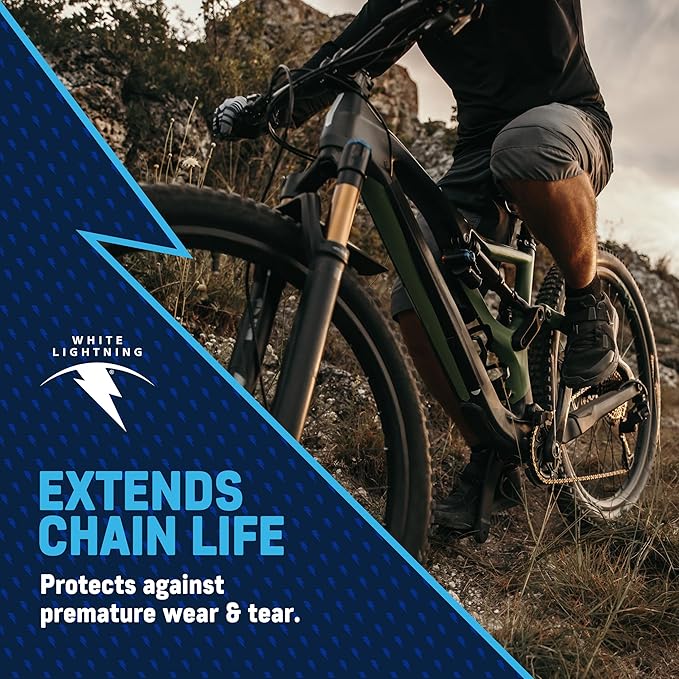 White Lightning Clean Ride Self-Cleaning Wax Bicycle Chain Lubricant – 100% Oil-Free, Reduces Dirt & Grime, Extends Chain Life, Smooth Performance, 32 oz