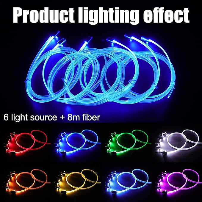 Car Ambient Lighting Kit 64 Colors Multicoloured Music Optic Fiber APP Control Car DIY Decorative Atmosphere Lighting DC 12V 1W 8m