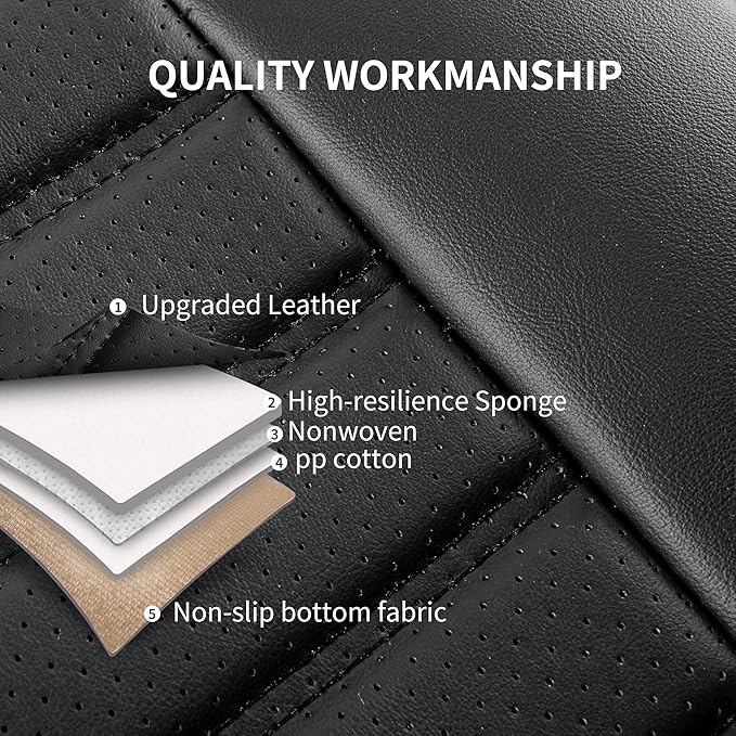 Car Seat Covers, Breathable Faux Leather Auto Seat Covers, Waterproof Automotive Seat Covers, Universal Vehicle Seat Covers for Sedans SUV Pick-up Truck (2 PCS Front Seat, Black)