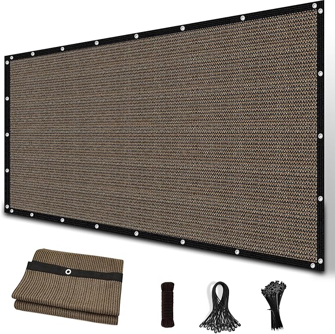 Amagenix 90% Sun Shade Cloth with Grommets, 10' x 10' Pergola Replacement Shade Cover Canopy Privacy Screen for Outdoor Patio Garden, Mocha (We Customized)