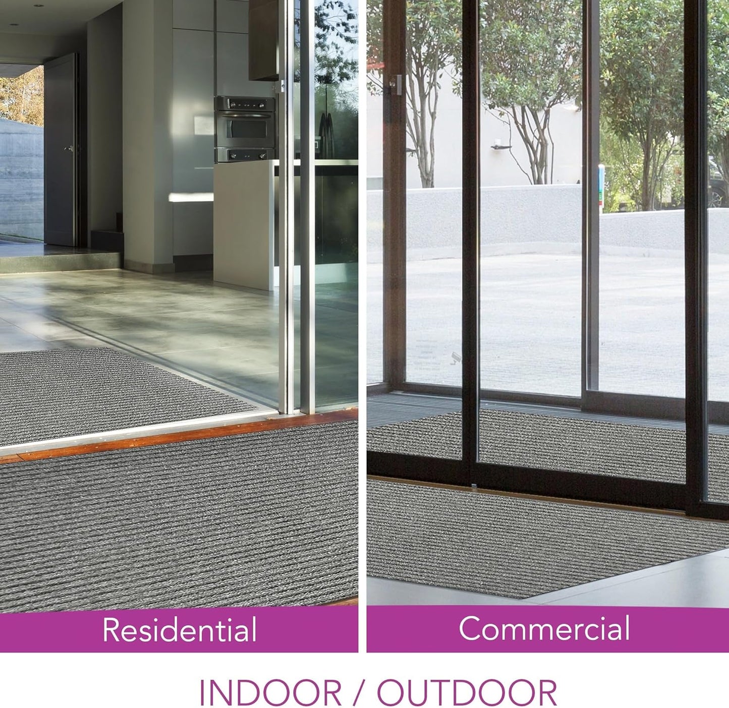 iCustomRug Spartan Weather Warrior Indoor/Outdoor Utility Ribbed Carpet Runner with Non-Slip Thermoplastic Rubber Backing, 3ft X 58ft in Grey