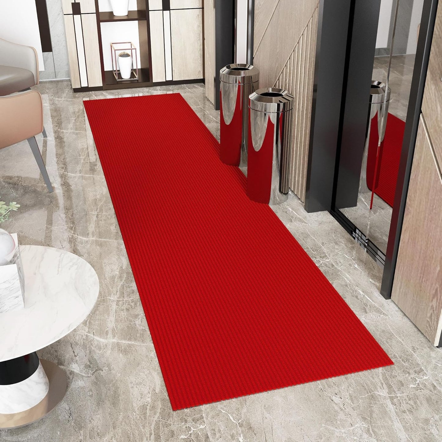 Ottomanson 2' x 30' Hallway Runner with Scraper Pile - Extra Durable Non-Slip Rug Mat for Indoor & Outdoor Use - Ideal for Kitchen, Entryway, Patio & Garage - High-Traffic Carpet, Red