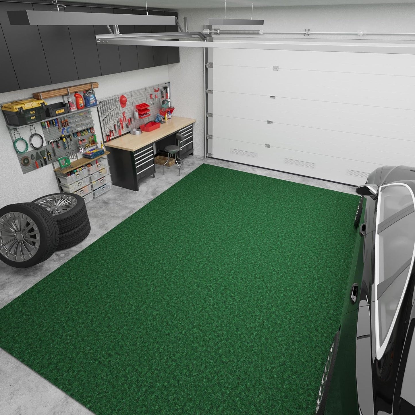 Ottomanson 6'6" x 20' Hallway Runner with Scraper Pile - Extra Durable Non-Slip Rug Mat for Indoor & Outdoor Use - Ideal for Kitchen, Entryway & Garage - High-Traffic Carpet, Green