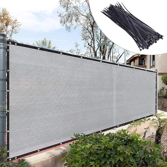 Royal Shade Custom Size 5' x 195' Grey Fence Privacy Screen Windscreen Cover Netting Mesh Fabric Cloth - Cable Zip Ties Included (We Make Custom Size)