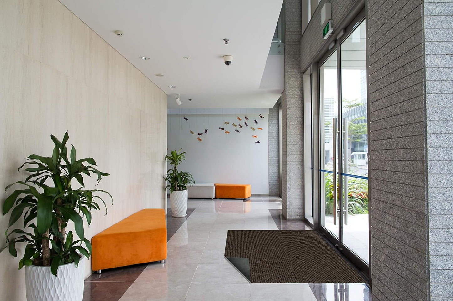 KOECKRITZ Heavy Duty Durable All Weather Indoor/Outdoor Non Slip Entrance Mat Rugs and Runners for Office Business Building Home Garage Front Door - 2' x 5' Brick
