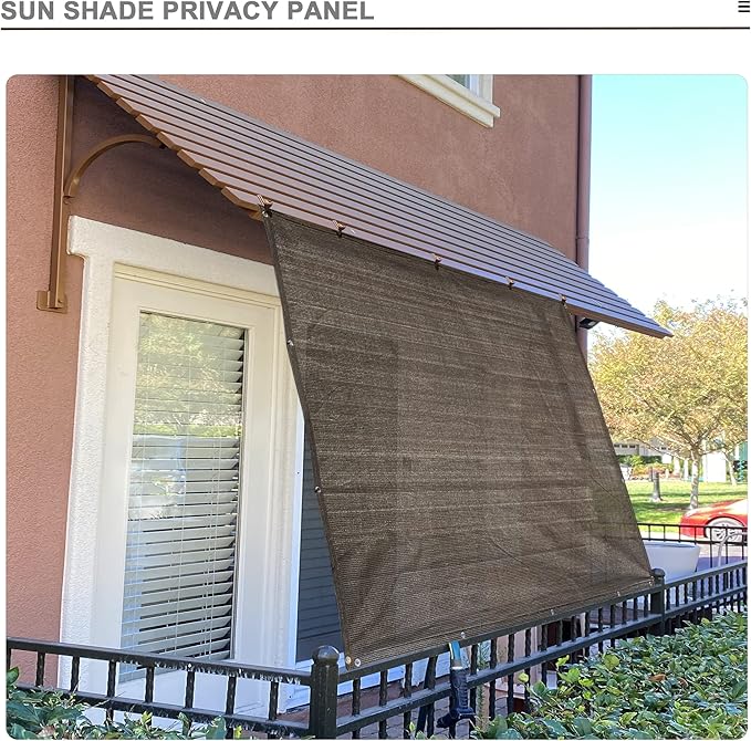 Alion Home Sun Shade Privacy Panel with Grommets and Hems on 4 Sides for Patio, Awning, Window, Pergola or Gazebo - Mocha Brown (6' W x 5' H)