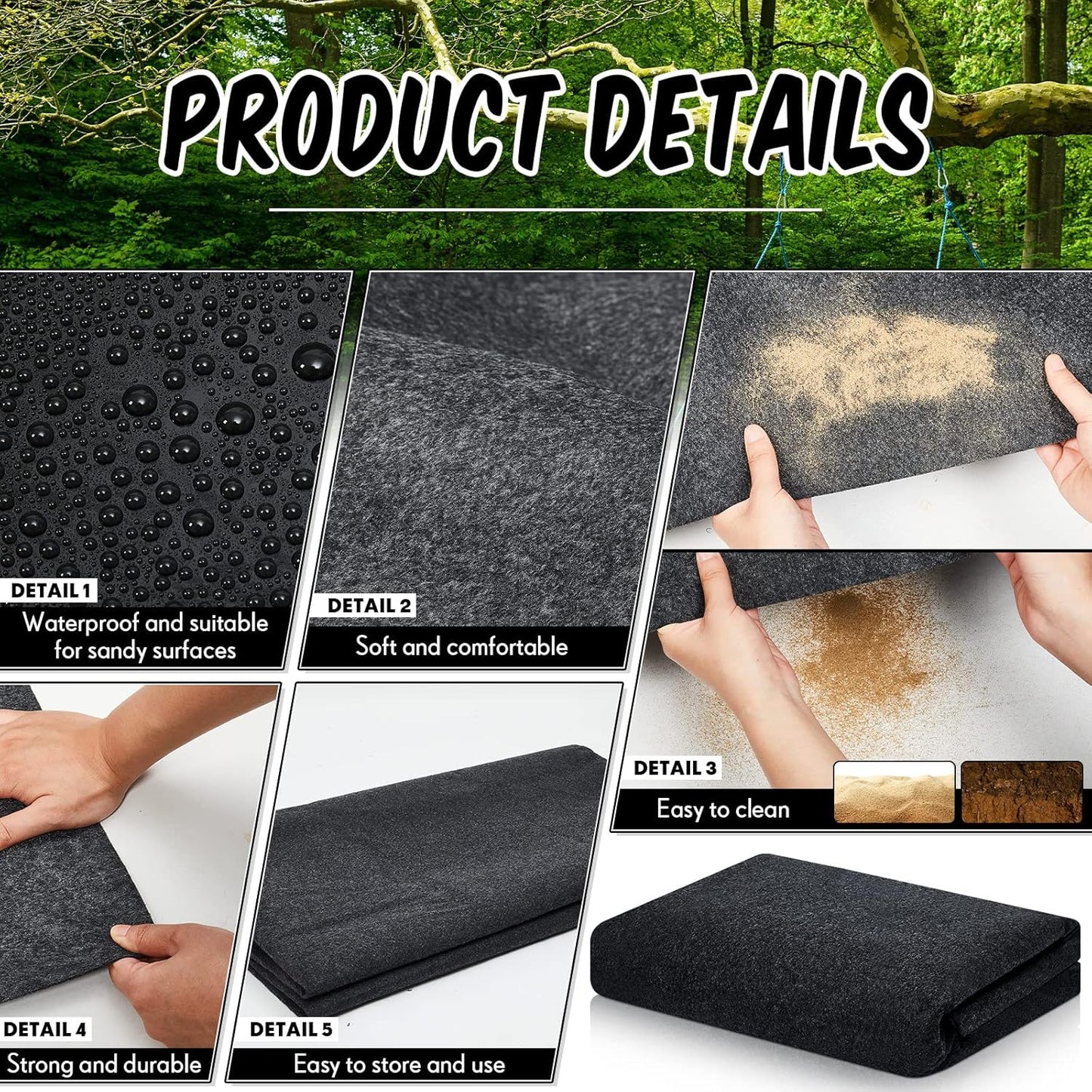 Haull Outdoor Storage Shed Floor Moat Waterproof Outdoor Carport Mat Thickened Soft Patio Furniture Pad Washable with Non Slip Backing, Storage Shed Not Included(8.2 x 8.2 ft)