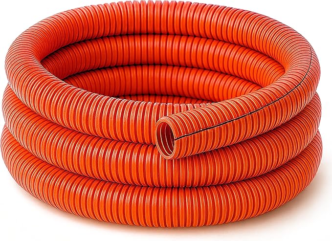 Electriduct Split Wire Loom Tubing Polyethylene Corrugated Flexible Conduit - 3/8" Nominal Size - 100 Feet - Orange