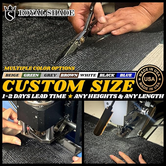 Royal Shade Custom Size 6' x 177' Grey Fence Privacy Screen Windscreen Cover Netting Mesh Fabric Cloth - Cable Zip Ties Included (We Make Custom Size)