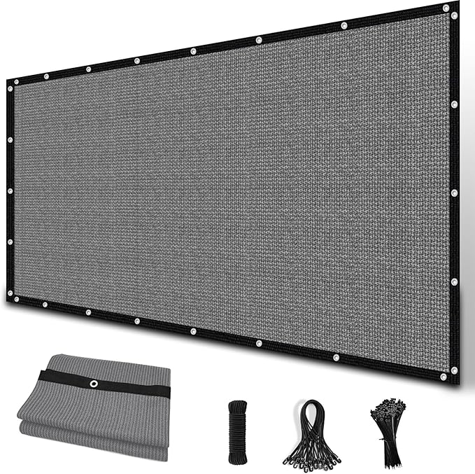Amagenix 90% Sun Shade Cloth with Grommets, 10' x 12' Pergola Replacement Shade Cover Canopy Privacy Screen for Outdoor Patio Garden, Gray (We Customized)